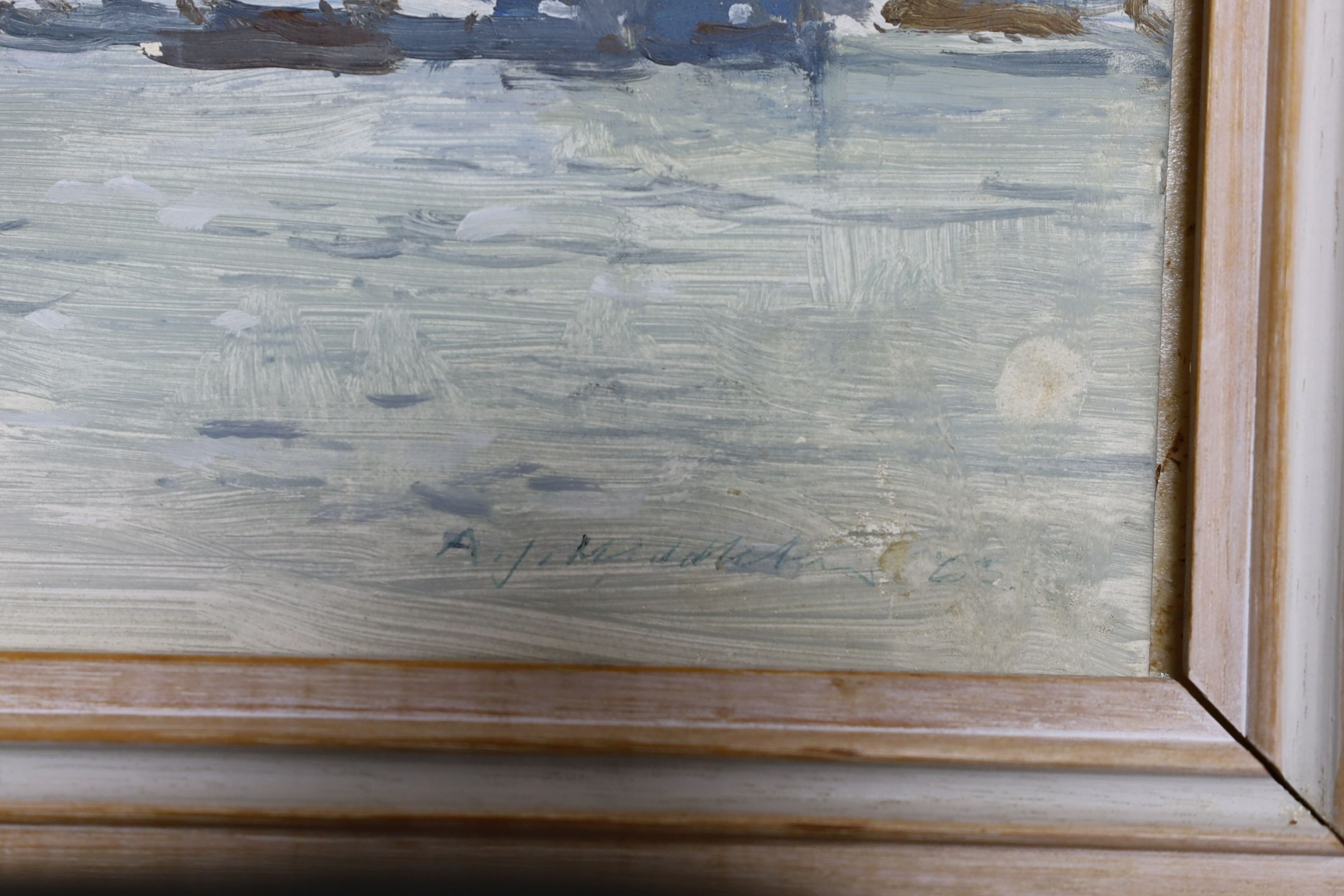 Arthur J. Middleton, oil on board, Bridge over The Thames, signed, 24 x 34cm